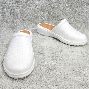 Women's White Clogs Rubber White Sandals Comfortable Shoe Sz 40 /8 Slip-on‎